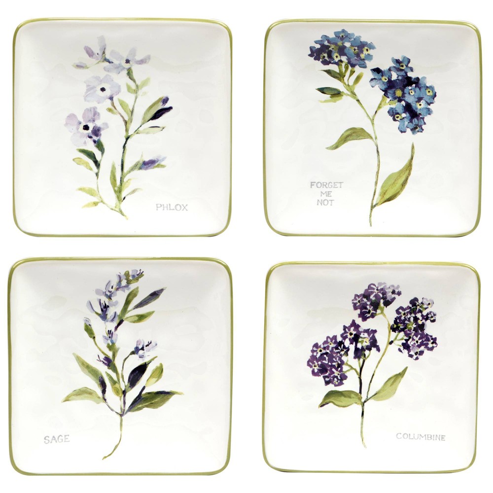 UPC 730384480302 product image for Set of 4 Fresh Herbs Canape Plates - Certified International | upcitemdb.com