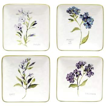 Set of 4 Fresh Herbs Canape Plates - Certified International