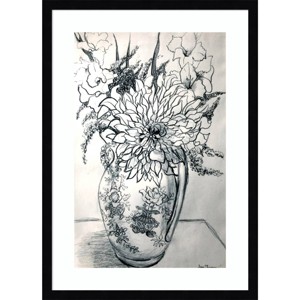 Amanti Art Flowers in a Patterned Jug by Thewsey Joan Wood Framed Wall Art Print - 1 of 4