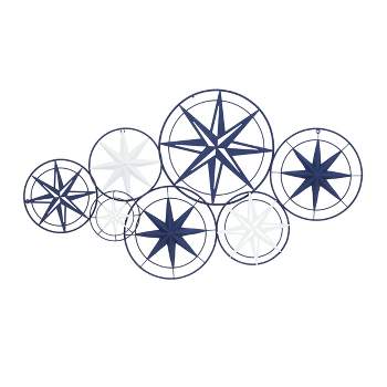 Metal Stars Indoor Outdoor Compass Wall Decor Blue - Olivia & May