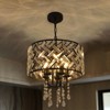 PAKOKULA Modern 5-Light Black Drum Chandelier with Glam Crystal Shade-Dimmable Hanging Light Fixture - 4 of 4