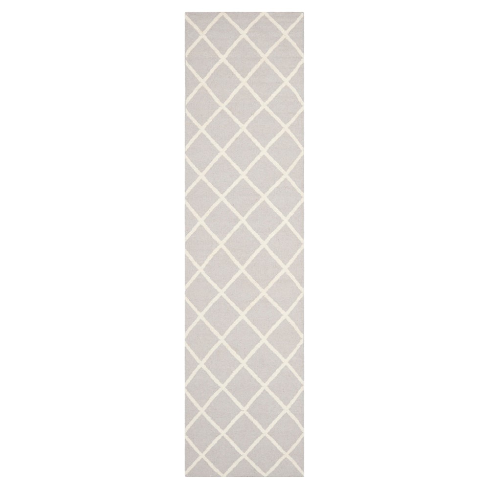 2'6inx10' Runner Brant Flatweave Wool Rug Gray/Ivory - Safavieh