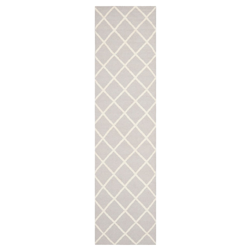 2'6inx10' Runner Brant Flatweave Wool Rug Gray/Ivory - Safavieh