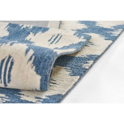 Slate Blue Hand Tufted Wool Ikat Rug, 3'6" x 5'6"