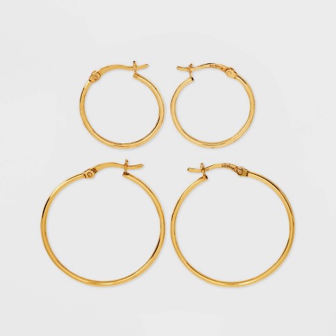 14k Gold Plated Click Top Duo Big Hoop Earring Set 2pc - A New Day ...