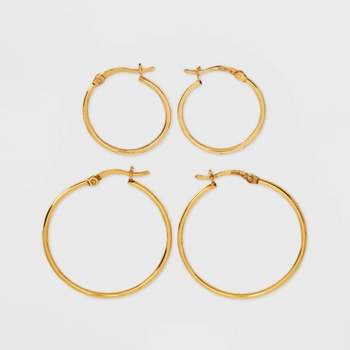 14K Gold Plated Click Top Duo Hoop Earring Set - A New Day™ Gold