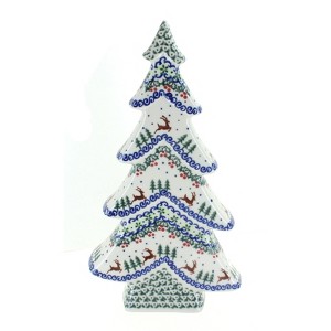 Blue Rose Polish Pottery 491 Vena Flat Christmas Tree - 1 of 2
