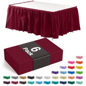 Crown Display 6 pack Disposable Plastic Tableskirts - 29" x 14 Ft ruffled Table Skirt with Adhesive Strip - 6 Count - 1 of 4