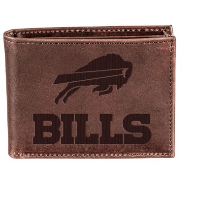 Evergreen NFL Buffalo Bills Brown Leather Bifold Wallet Officially Licensed with Gift Box