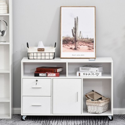 NicBex Mobile File Cabinet Storage Cabinet Organizer with Drawer and Cabinet, Printer Stand with Castors for Home, Office