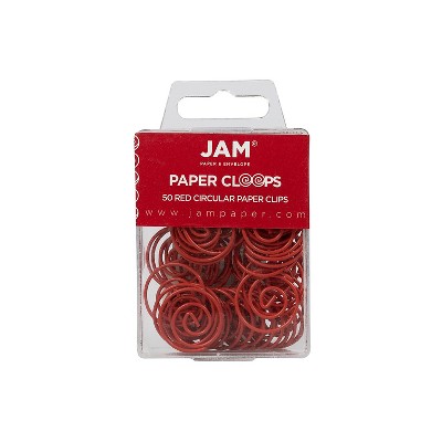 JAM Paper Colored Circular Paper Clips Round Paperclips Red 2 Packs of 50 2187138B