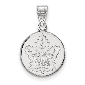 Black Bow Jewelry 14k White Gold Toronto Maple Leafs NHL Medium Pendant - 1 of 3