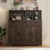 Farmhouse Buffet Cabinet with Storage, Large Wood Coffee Bar Cabinet with Drawers, Doors & Shelves, Kitchen Sideboard Table, Grey - 4 of 4
