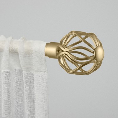 Image of Exclusive Home Ogee 1" Curtain Rod and Coordinating Finial Set, Gold, Adjustable 36"-72"