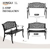 VINGLI 40.5" Outdoor Metal Bench, 2-Person Anti- Rust Cast Aluminum Frame Patio Bench, Black Cast Iron Garden Bench for Porch Yard Park - 3 of 4
