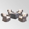 Julian 5pc Faux Wicker Swivel Club Chair & Square Fire Pit Set - Dark Brown/Dark Gray - Christopher Knight Home - 2 of 4