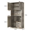 Pantry Cabinet with 2 Drawers and Open Shelves, Tall Freestanding Kitchen Pantry Cabinet with Microwave Shelf - 2 of 4