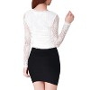 Allegra K Women's Slim Fit Sheer-Long-Sleeves Flower Embroidery Lace Top - 4 of 4