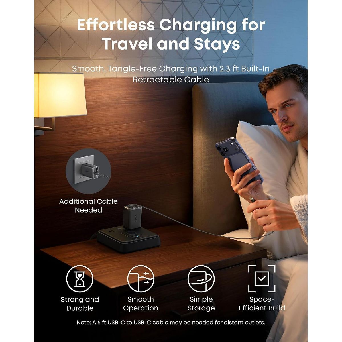 Anker Nano Retractable USB C Charger, Compact 35W 2-Port with Built-in InstaCord Retractable Cable, for iPhone 17/16/15, iPad (Black, Non-Battery) - thumbnail 5