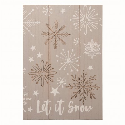Transpac Wood White Christmas Winter Wonderland Slat Wall Art