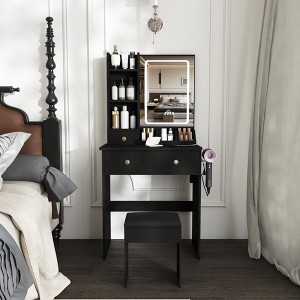 small dressing table black Amazon.com: 29.2" W Small Vanity Desk with Sliding Mirror, Black Makeup  Vanity Set with 4 Drawers and 6 Shelves, Dressing Table with Cushion Stool  for Bedroom, Girls and Women : Home & Kitchen