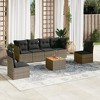 vidaXL 7 Piece Patio Sofa Set with Cushions - Gray 4x Middle + Table + 2x Corner - 2 of 4