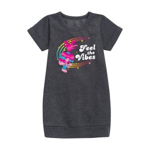 - Trolls - Feel The Vibes Poppy Graphic Short Sleeve Fleece Dress - 1 of 3