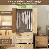 Armoire Wardrobe Closet Wooden Wardrobe Cabinet with 3 Drawers Hanging Rod 2 Doors Clothing Storage Cabinet Large Capacity Storage - 4 of 4