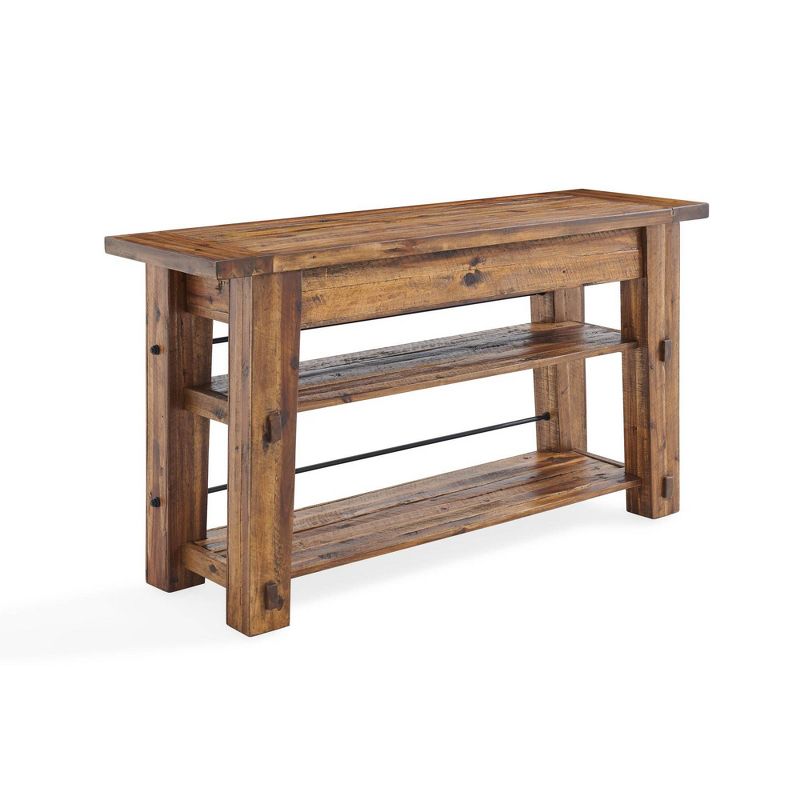 Durango Industrial Wood Console/Media Table with Two Shelves Dark Brown - Alaterre Furniture, 1 of 9