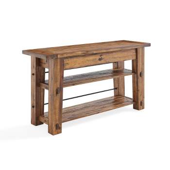 Durango Industrial Wood Console/Media Table with Two Shelves Dark Brown - Alaterre Furniture