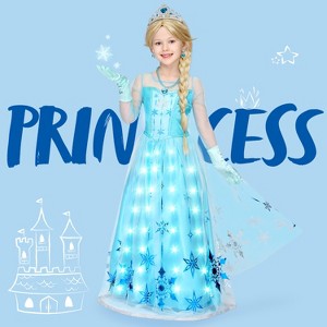 Joyfy Halloween Ice Princess Dress Costume for Girls Kids , Light-Up Princess Dress Up Cosplay Party Decor, Sequin Gown for Birthday - 1 of 4