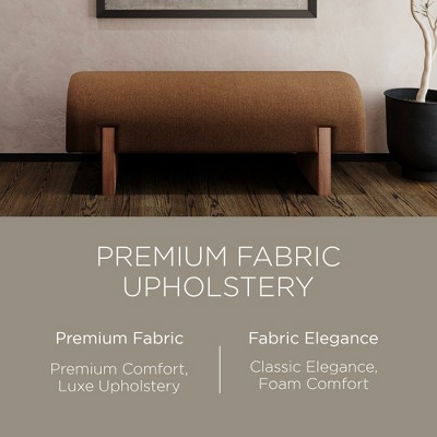 Juno 48'' Brown Upholstered Wooden Bench with Padded Seat