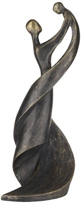 Hand-Painted Bronze Mother and Child Tabletop Statue