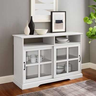 Leopold Window Pane Sliding Door Sideboard Brushed White - Saracina ...