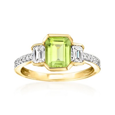 Ross-Simons 1.40 Carat Peridot Ring With .71 ct. t.w. Lab-Grown Diamonds in 14kt Yellow Gold