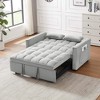 ORRD Modern Gray Velvet Loveseat Futon Sofa Bed, 3-in-1 Convertible Couch with Pull-Out Bed, Reclining Backrest, Pillows & Side Pockets - 2 of 4