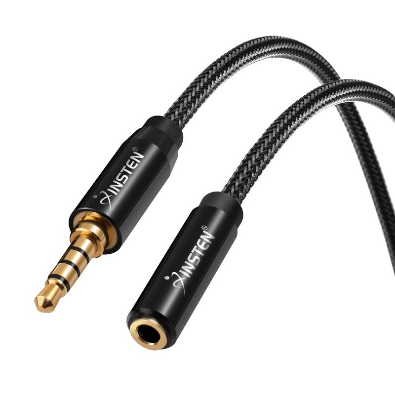 Insten 3.5mm Headphone Extension Cable, Male to Female, TRRS for Stereo Earphones with Microphone, 6 Feet, Black, 4 of 8