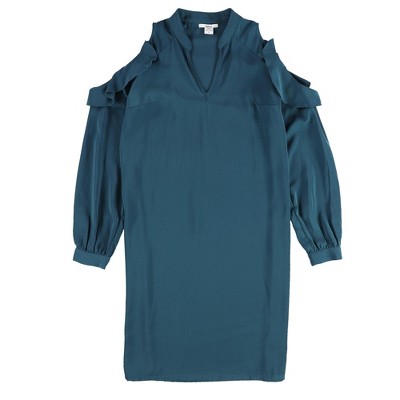 bar III Womens Cold Shoulder Shirt Dress, Blue, X-Large