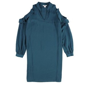 bar III Womens Cold Shoulder Shirt Dress, Blue, Large - 1 of 2
