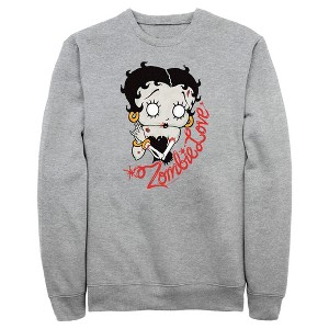 Men's Betty Boop Valentine's Day Zombie Love Sweatshirt - 1 of 4