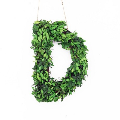 Modern Home 12" Real Preserved Boxwood Monogram Wreath