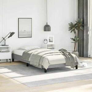 Bed Frame Light Grey Polyester, Plywood, Engineered wood Twin XL - 1 of 4
