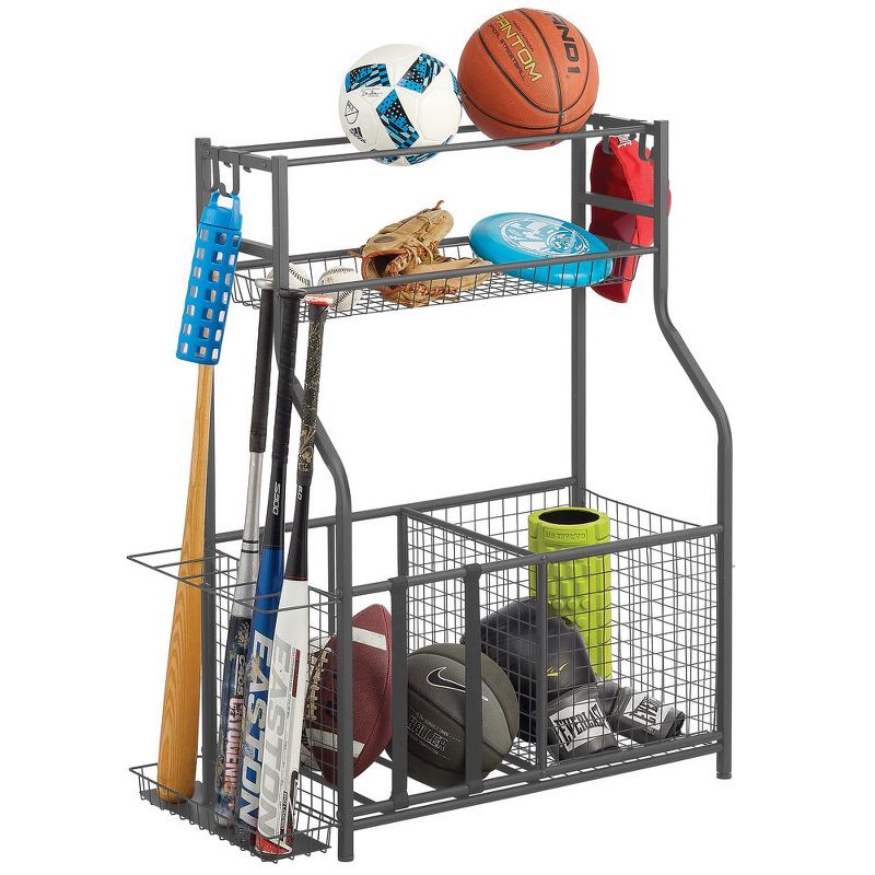mDesign Metal Heavy Duty Garage Sports Storage Rack with Top Shelf, 5 of 8