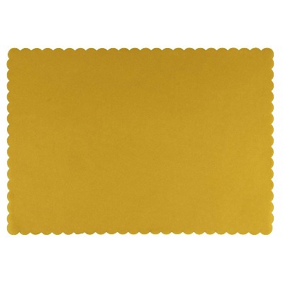 Juvale 100-Pack Yellow Disposable Paper Placemats Tabletop Mats with Scalloped Edge Party Supplies 14"x10"