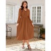 A-Line Dress for Women Fall 2025 Flounce V Neck Pleated Dress Lantern Sleeve Formal Dresses Church Dress - 4 of 4