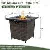 Kumasinova 28" Propane Gas Fire Pit Table,50000 BTU Sqaure Steel Patio Fireplace with Wicker Base and Lava Stones,Black Brown - 3 of 4