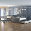 RISOKEYS Full Over Full Bunk Bed - Wooden Frame with Twin Trundle, Ladder & Safety Guardrail, Convertible to 2 Platform Beds for Kids Teens - Gray - 2 of 4
