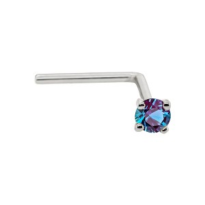Jewelry Avalanche 22G 14K Gold L-shape Nose Stud with Alexandrite Gemstone - 1 of 3