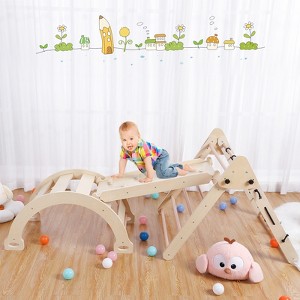 3 PCS Toddler Indoor Climbing Toy, Wooden Gym Playset, Playground Jungle Gym, Baby Triangle Folding Climbing for Climbing & Sliding - 1 of 4