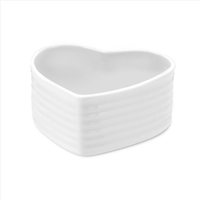 White Porcelain Heart-Shaped Ramekins Set of 2